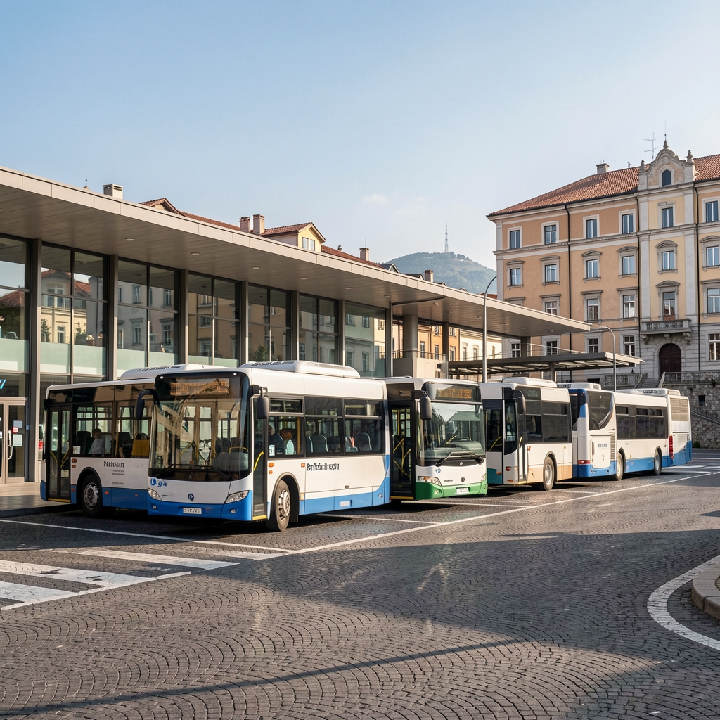 Javni prevoz u Podgorici, autobusi na gradskoj stanici, urbana infrastruktura